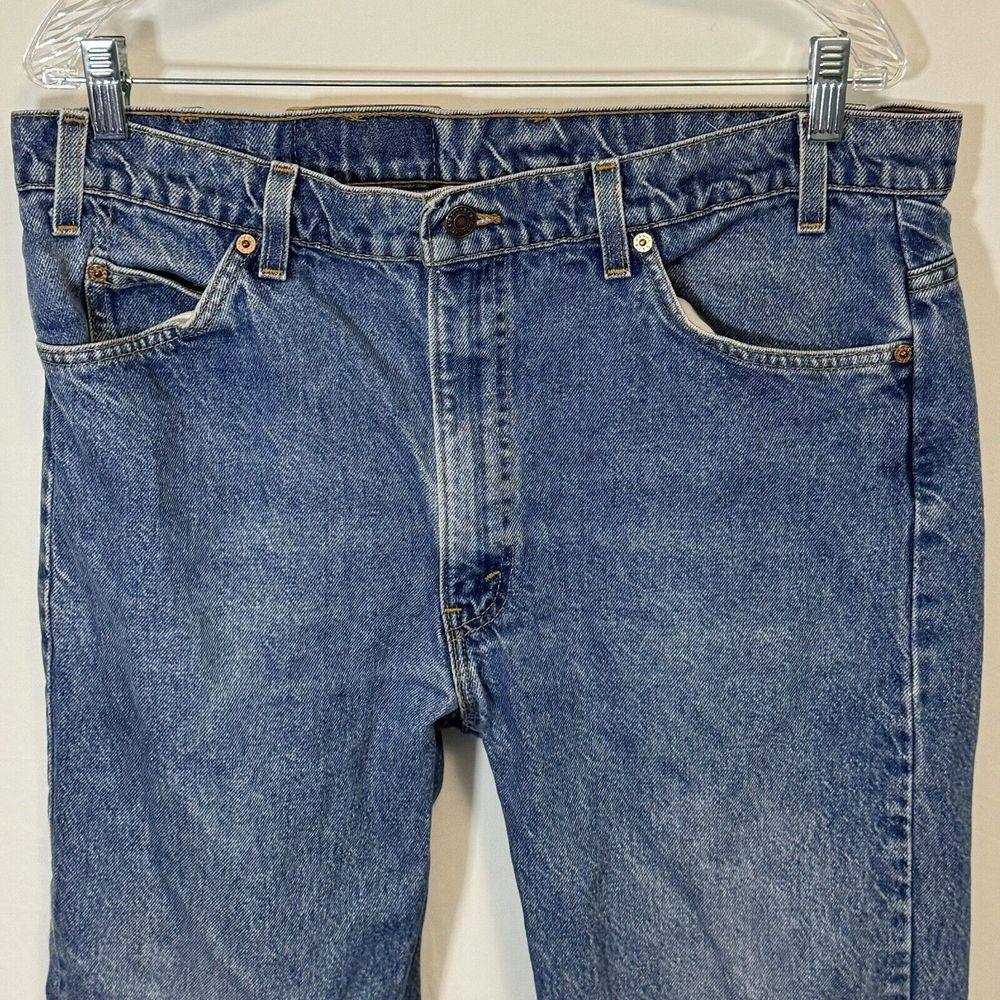 Vtg Levis‎ 505 USA Straight Leg Blue Jeans Mens Tag 38x32 Western Cowboy (38x29)